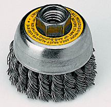 BRUSH CUP KNOTTED WIRE STL 3X5/8-11 .020 WIRE - Stainless Steel